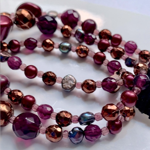 💟 Freshwater Pearl & Faceted Multi-bead Set of 3 Bracelets by Cookie Lee - Picture 3 of 6